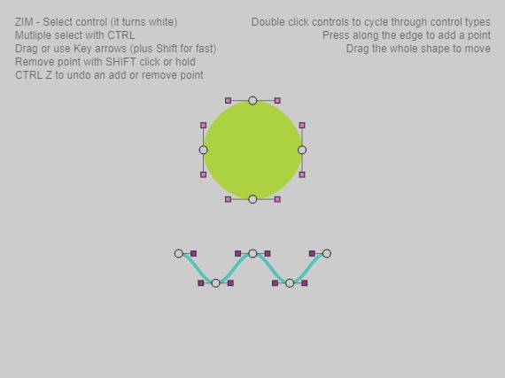 Zapp: <span style=color:#995599>Demo</span><br>Blob and Squiggle Controls | ZIM JavaScript Canvas Framework - Code Creativity